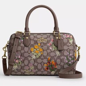 Rowan Satchel Bag
In Signature Jacquard With Floral Embroidery
